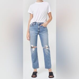 AGOLDE Mid-Rise Straight Mia Jean, Rule Wash, sz 26